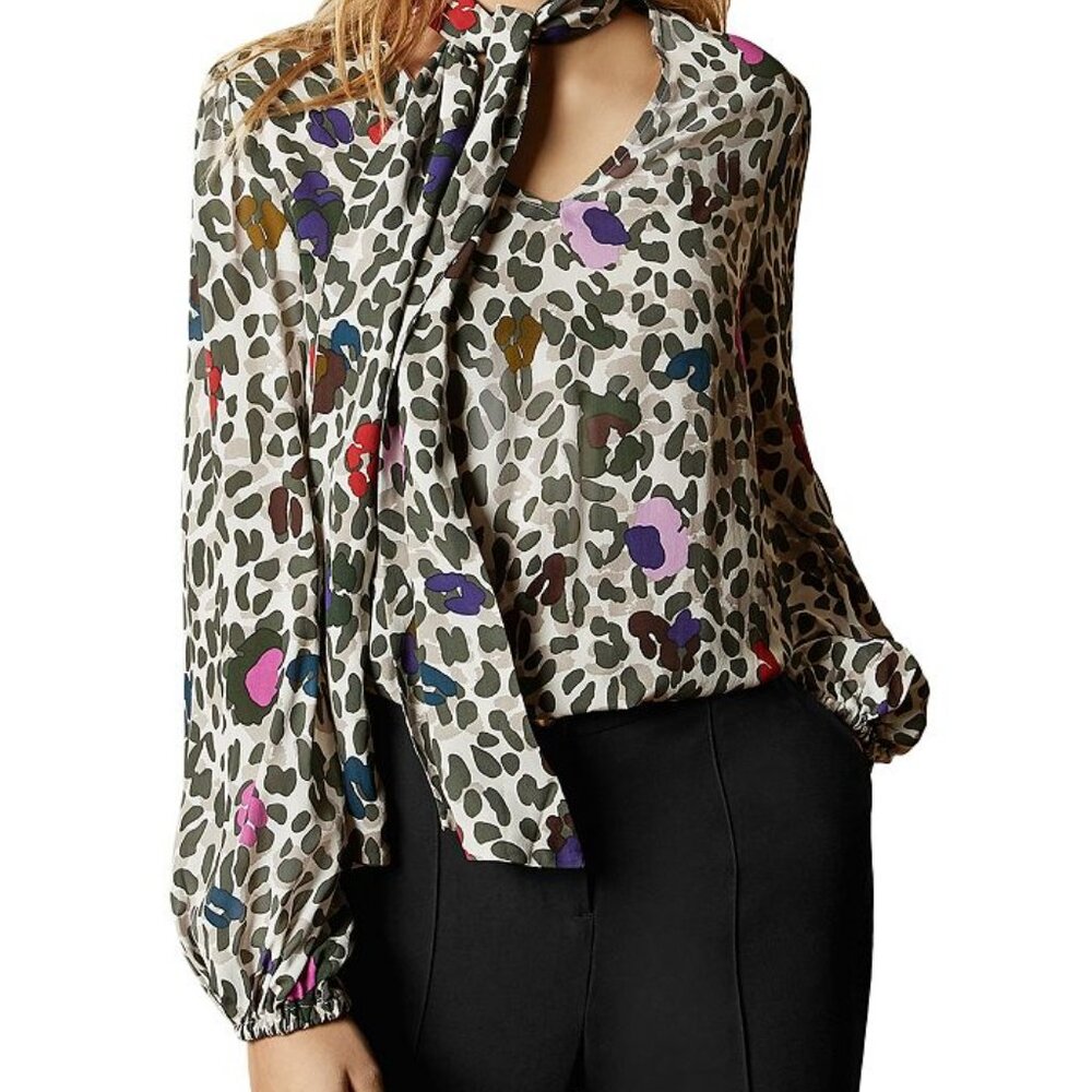 NWT Ted Baker London Chiara Wilderness leopard blouse size 1